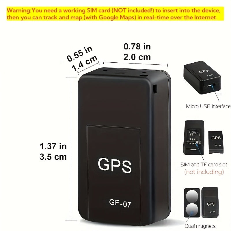 Mini rastreador GPS - Ubicador de vehículos en tiempo real con GPS magnético, batería recargable de polímero de litio, operación remota de teléfono móvil, adecuado para vehículos, camiones, hogar y seguimiento de activos (ubicación gratuita por SMS, uso p