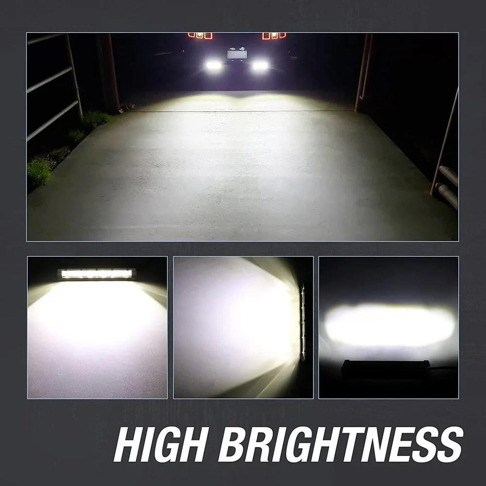 Conquista la oscuridad con la barra de luz LED delgada de 6D 20.32 cm 12V 24V. Potente luz de trabajo todoterreno para camiones, vehículos todo terreno, automóviles: perfecta para aventuras 4x4.