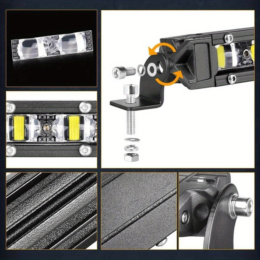 Conquista la oscuridad con la barra de luz LED delgada de 6D 20.32 cm 12V 24V. Potente luz de trabajo todoterreno para camiones, vehículos todo terreno, automóviles: perfecta para aventuras 4x4.