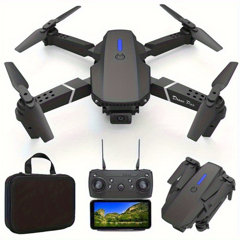 Drone E88 con cámara dual HD, batería única, regreso con una tecla, conexión WIFI, drone para fotografía aérea, altura de cuatro propulsores, control remoto, regalo de Navidad, Halloween y Acción de Gracias.