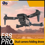 Drone E88 con cámara dual HD, batería única, regreso con una tecla, conexión WIFI, drone para fotografía aérea, altura de cuatro propulsores, control remoto, regalo de Navidad, Halloween y Acción de Gracias.