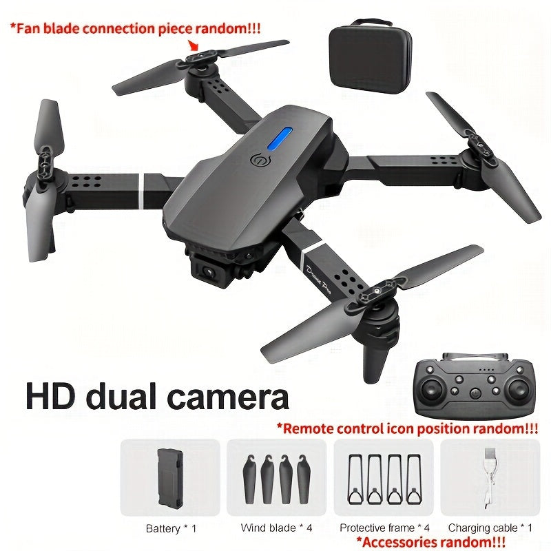 Drone E88 con cámara dual HD, batería única, regreso con una tecla, conexión WIFI, drone para fotografía aérea, altura de cuatro propulsores, control remoto, regalo de Navidad, Halloween y Acción de Gracias.