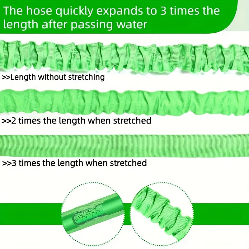 Manguera de jardín expansible duradera, 25 pies/750 cm, con pistola de agua, vaso de cierre y varios modos de aspersión - Ideal para bañar perros, regar plantas, lavar coches y duchas para mascotas, manguera de jardín | Grip ergonómico | Manguera de goma