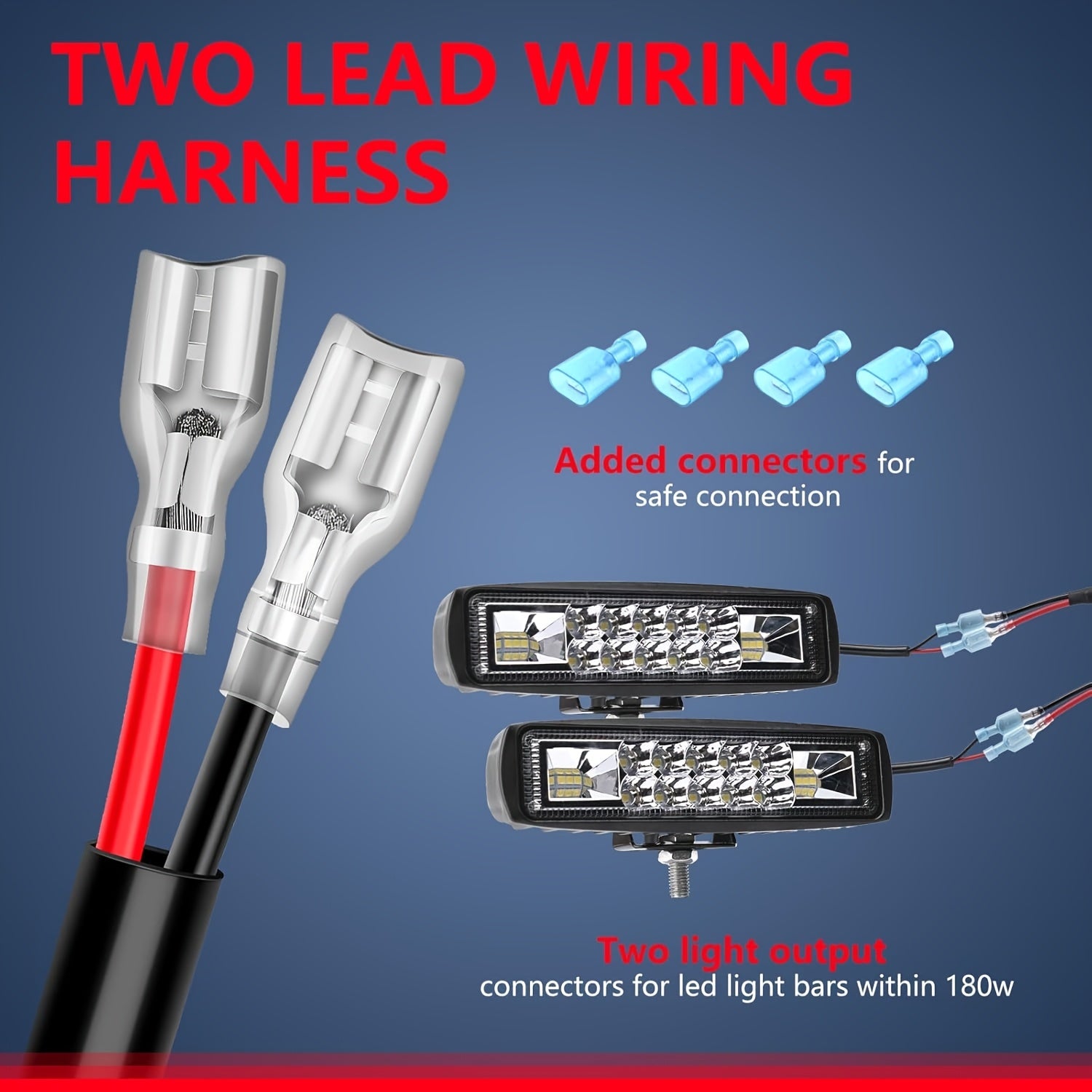 Kit de Arnés de Cableado para Barra de Luz LED 12AWG Resistente 12V Interruptor Basculante de 5 Pines Encendido Apagado Láser Interruptor Impermeable Relé de Potencia Fusible de Cuchilla - 2 Plumas