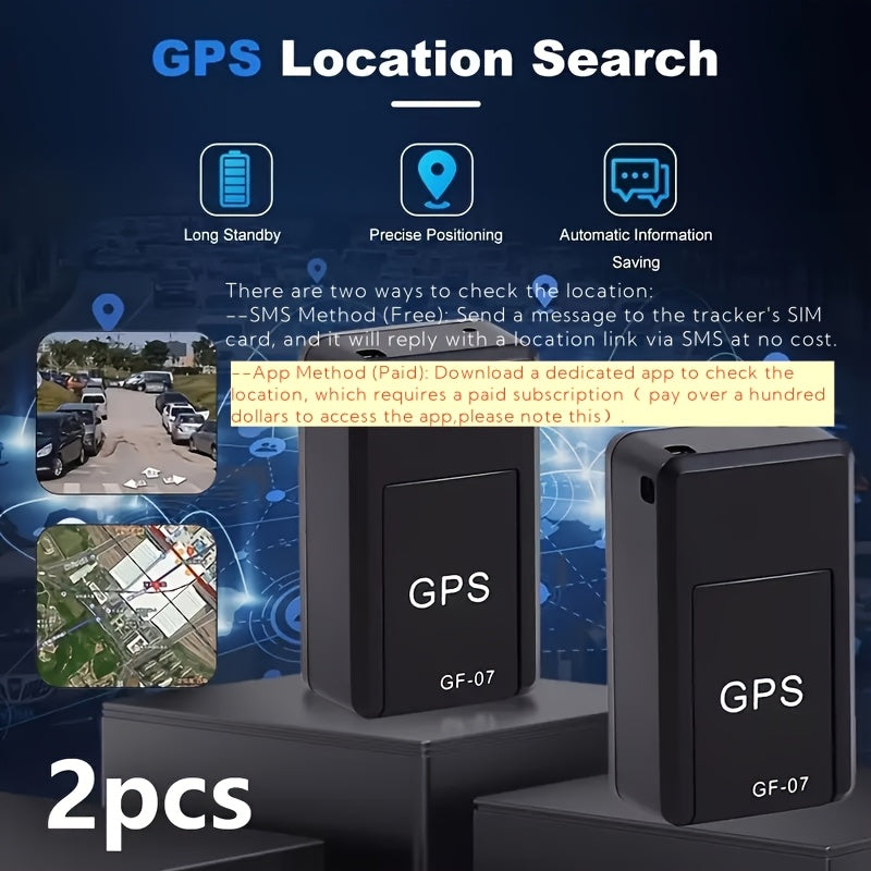 Mini rastreador GPS - Ubicador de vehículos en tiempo real con GPS magnético, batería recargable de polímero de litio, operación remota de teléfono móvil, adecuado para vehículos, camiones, hogar y seguimiento de activos (ubicación gratuita por SMS, uso p