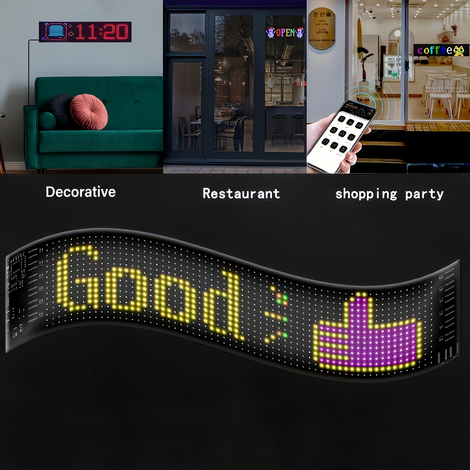 Pantalla de luz suave de píxeles LED inteligente, pantalla LED programable Luz nocturna inteligente, control por aplicación, animación de patrones de texto DIY, puede ser montada en la pared o usarse sobre el escritorio, es decoración para el hogar, creac