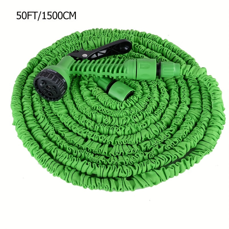 Manguera de jardín expansible duradera, 25 pies/750 cm, con pistola de agua, vaso de cierre y varios modos de aspersión - Ideal para bañar perros, regar plantas, lavar coches y duchas para mascotas, manguera de jardín | Grip ergonómico | Manguera de goma