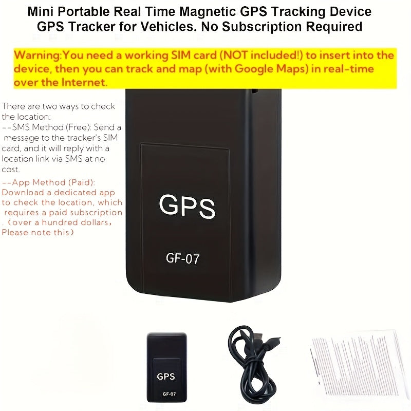 Mini rastreador GPS - Ubicador de vehículos en tiempo real con GPS magnético, batería recargable de polímero de litio, operación remota de teléfono móvil, adecuado para vehículos, camiones, hogar y seguimiento de activos (ubicación gratuita por SMS, uso p