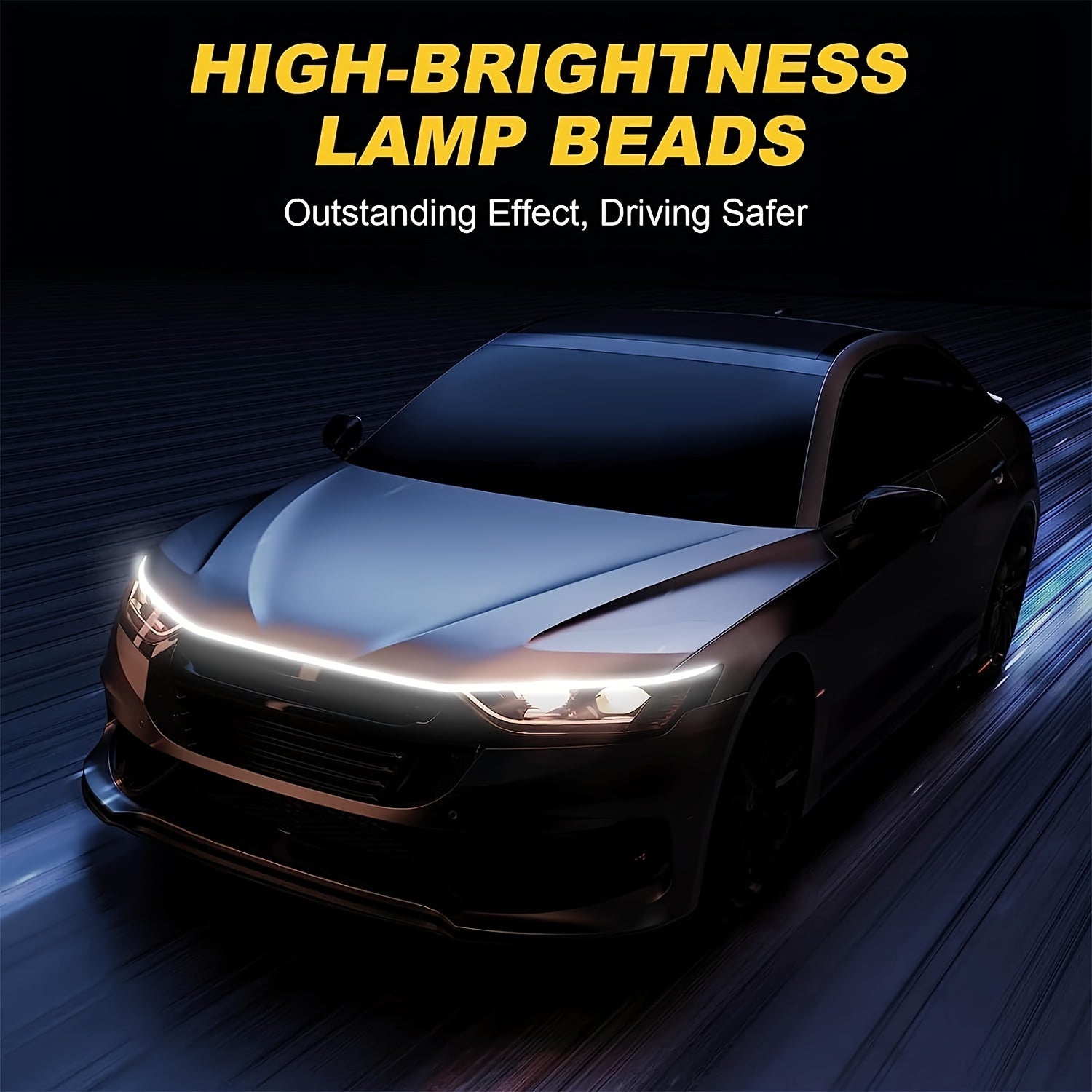 Luces de capó LED para coche, tira de decoración ambiental de 12V, no requiere batería, ajuste universal para camiones y pickups, instalación de cableado duro fácil, disponible en múltiples colores