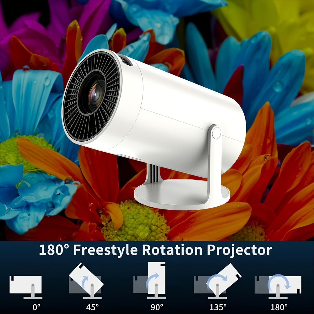 Proyector Inteligente, Proyector Portátil, Resolución Física 1280*720P, Soporta Reproducción 4K y 1080P, Proyector de Cine en Casa, Soporta Proyección con Cable, Ángulo de Proyección Ultra-Portátil Ajustable 180°.