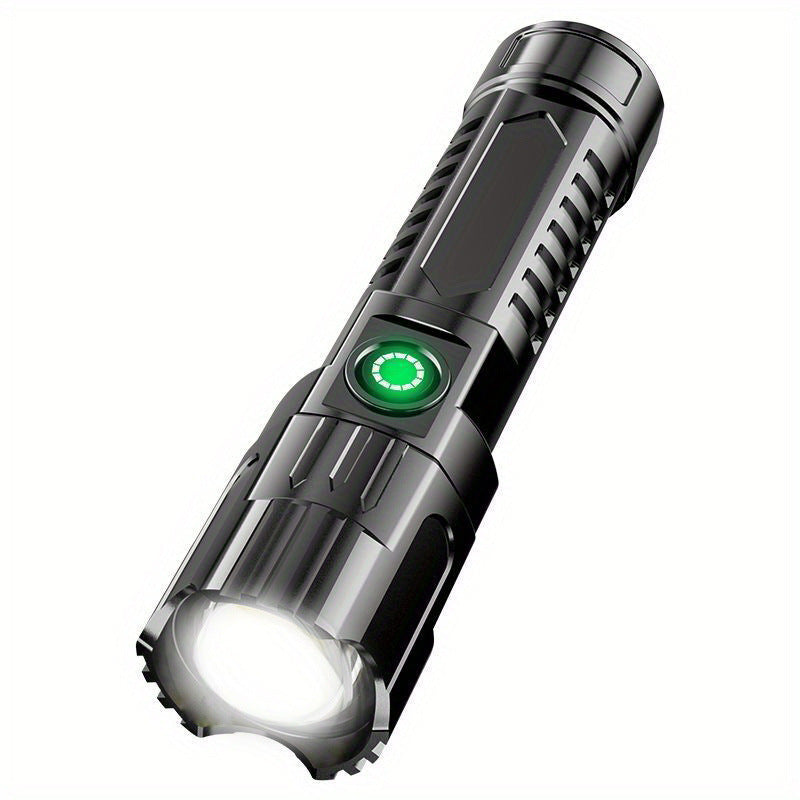 1 linternas ultra brillantes, recargables por USB, con zoom telescópico, haz ancho, linterna de emergencia portátil, adecuada para exteriores, aventuras, iluminación de trabajo.