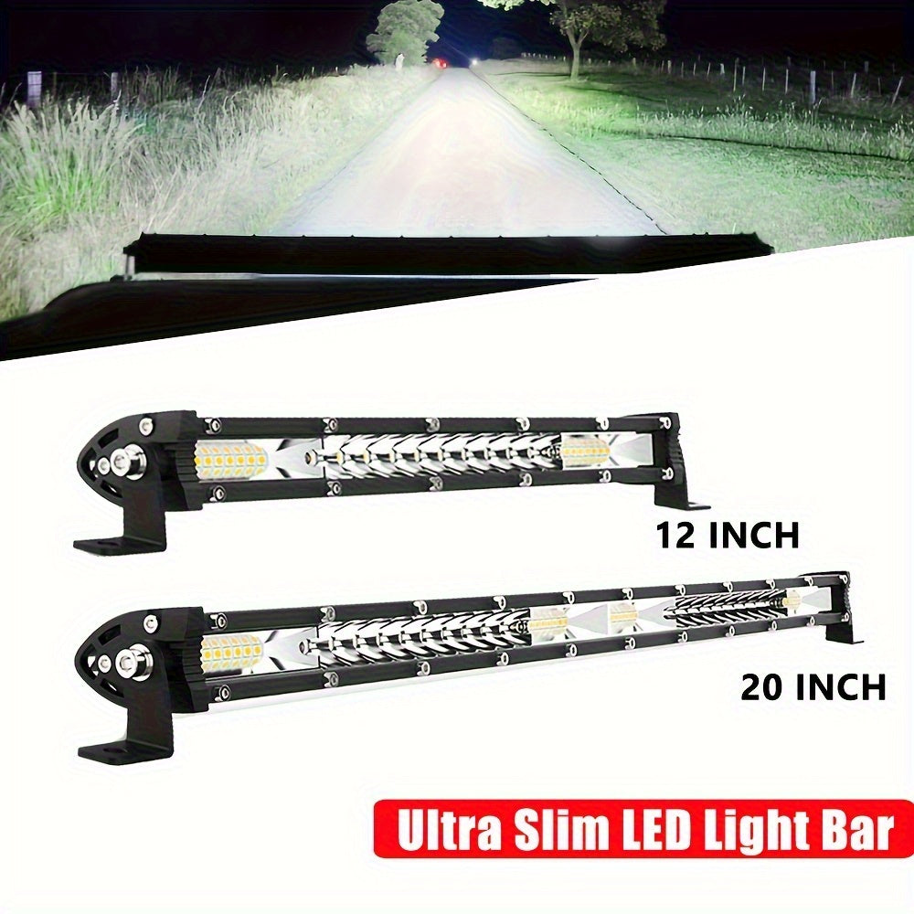 1pc Barra LED Ultra Delgada - 12/20 Pulgadas, Ajuste de Ángulo 360°, Iluminación para Camiones, ATV, SUVs y Off Road 4x4, 12-24V, Luces LED para Camionetas
