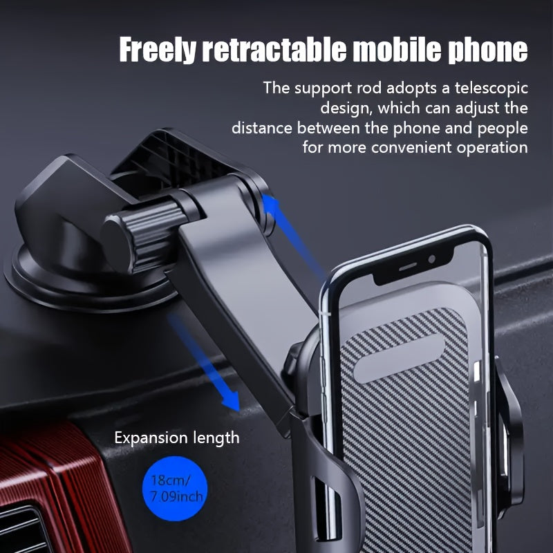 Soporte para Teléfono de Coche con Ventosa de 36.29KG de Alta Resistencia - Ajustable, Impermeable para Tablero y Rejilla de Aire con Rotación de 360°, Brazo Telescópico para una Visualización Óptima, Compatibilidad