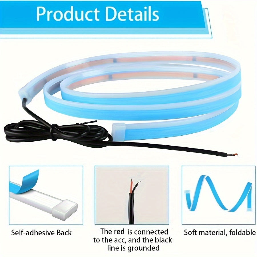 Luces de capó LED para coche, tira de decoración ambiental de 12V, no requiere batería, ajuste universal para camiones y pickups, instalación de cableado duro fácil, disponible en múltiples colores