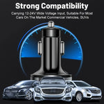 Cargador de coche de carga rápida 2 PD con 4 puertos USB y pantalla digital. Cargador de coche de carga rápida 6 en 1 con cabeza de cargador móvil de 7A. Adaptador de teléfono automático y accesorios automotrices.