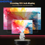 Proyector Inteligente, Proyector Portátil, Resolución Física 1280*720P, Soporta Reproducción 4K y 1080P, Proyector de Cine en Casa, Soporta Proyección con Cable, Ángulo de Proyección Ultra-Portátil Ajustable 180°.