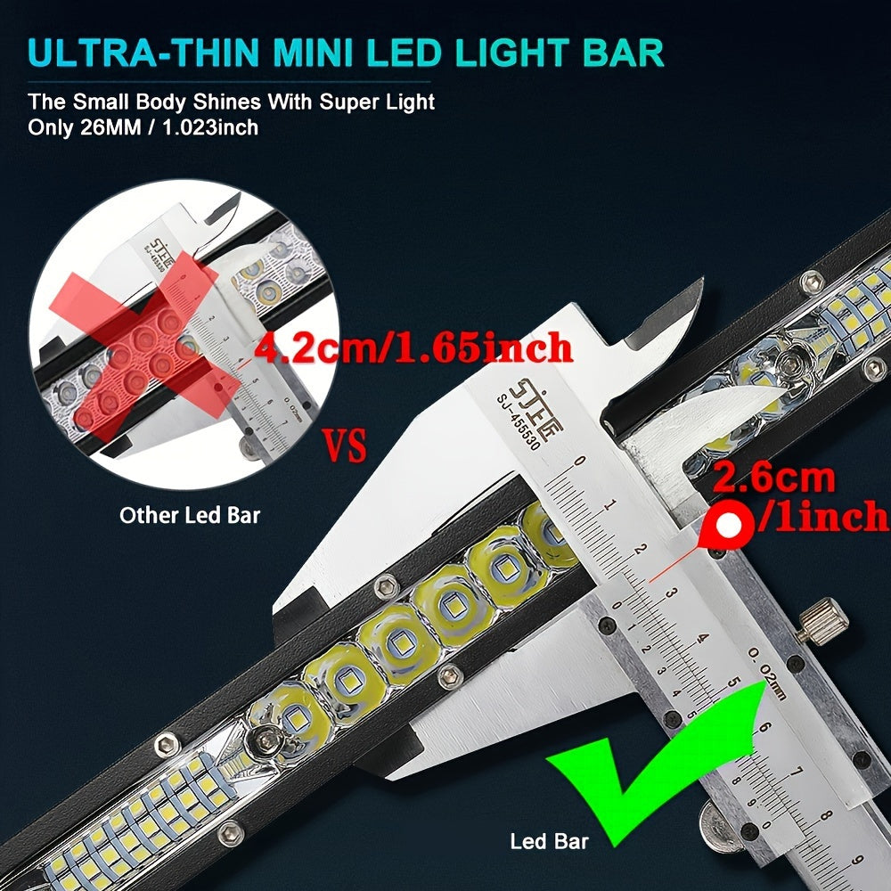 1pc Barra LED Ultra Delgada - 12/20 Pulgadas, Ajuste de Ángulo 360°, Iluminación para Camiones, ATV, SUVs y Off Road 4x4, 12-24V, Luces LED para Camionetas