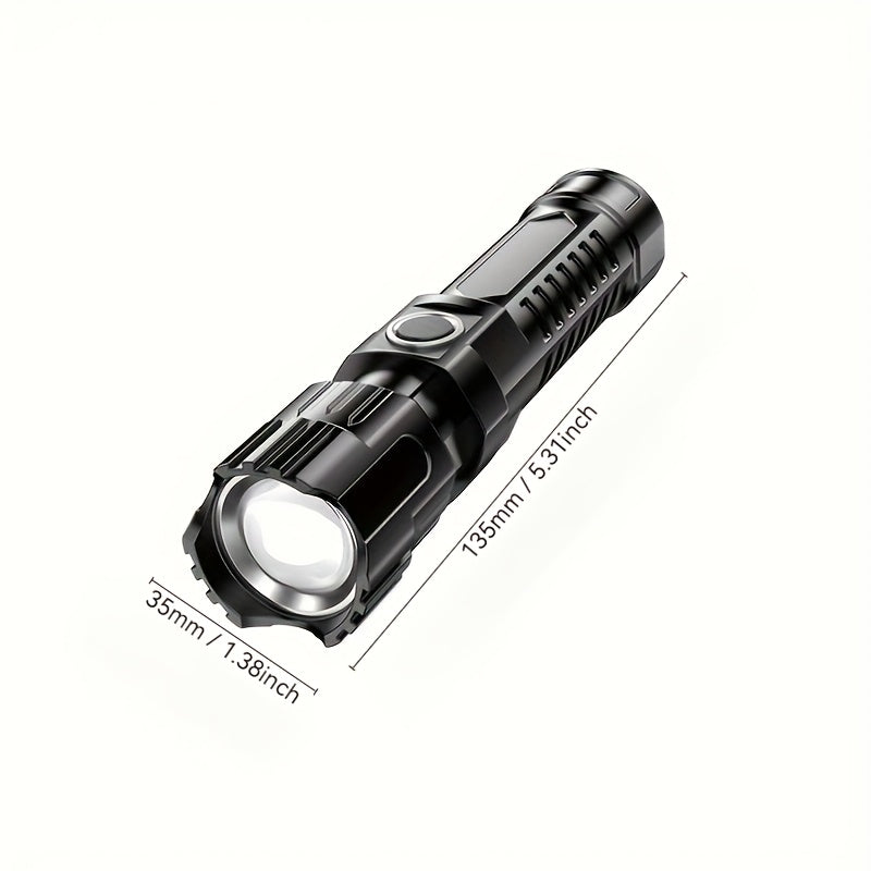 1 linternas ultra brillantes, recargables por USB, con zoom telescópico, haz ancho, linterna de emergencia portátil, adecuada para exteriores, aventuras, iluminación de trabajo.