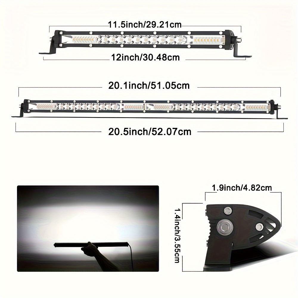 1pc Barra LED Ultra Delgada - 12/20 Pulgadas, Ajuste de Ángulo 360°, Iluminación para Camiones, ATV, SUVs y Off Road 4x4, 12-24V, Luces LED para Camionetas